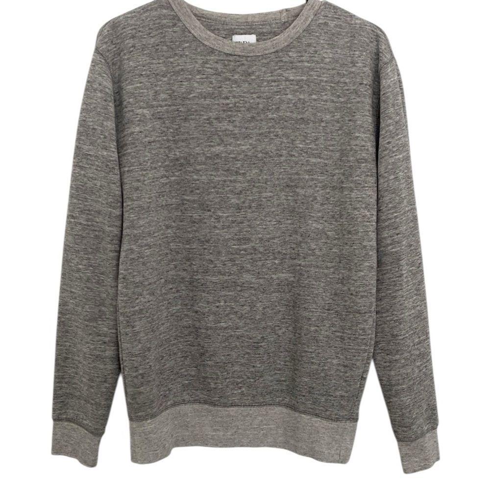Zara Gray Crewneck Sweater Sweatshirt with Ribbed Details Small